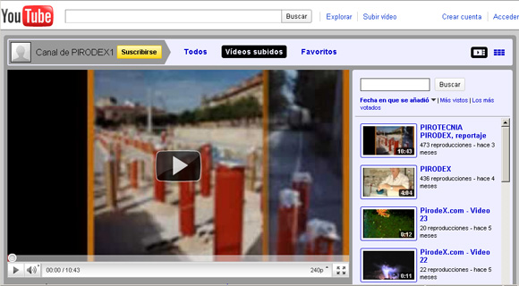 Canal Pirodex en YouTube